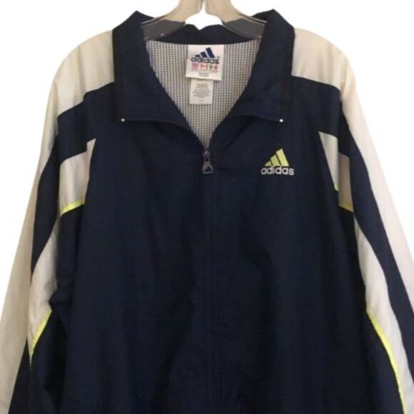Adidas 3 Stripe Full Zip Windbreaker Jacket Mens Size XL Wooshing 90s VTG Neon - Picture 4 of 16